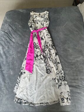 eliza j belted chiffon maxi dress Eliza J Belted Chiffon Halter Maxi Dress